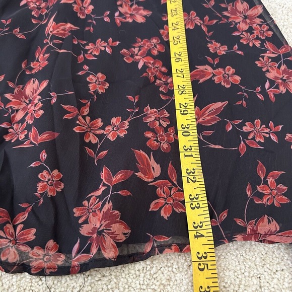 NWT Cupshe Floral Long Sleeve Dress Women's Size Medium Black Red - Picture 6 of 8